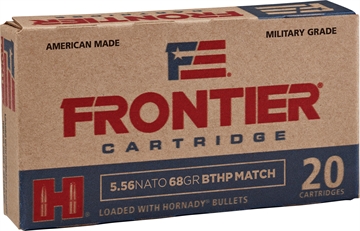Picture of Frontier Cartridge Military Grade Centerfire Rifle 5.56x45mmNATO 68gr Hollow Point Boat Tail Match 20 Per Box/25 Case FR310