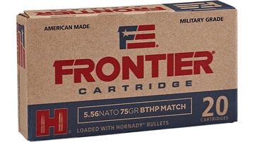 Picture of Frontier Cartridge Military Grade Centerfire Rifle 5.56x45mmNATO 75gr Hollow Point Boat Tail Match 20 Per Box/25 Case FR320