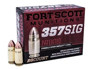Picture of Fort Scott Munitions Tumble Upon Impact (TUI) 357Sig 95gr Solid Copper Spun 20 Per Box/25 Case 357SIG095SCV