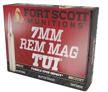Picture of FORT SCOTT MUNITIONS LEAD FREE RIFLE AMO 7MM REM MAG 150GR TUI BRASS CASE 20-RD ( 10 BOX PER CASE ) 7MMMAG150SCV2 7MMMAG-150-SCV2