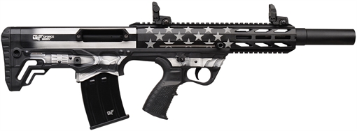Picture of Gforce Arms GFY1USG GFY-1 USA 12 Gauge Semi-Auto 3" 5+1 18.50" Black Threaded Barrel, B&W American Flag Aluminum Receiver w/Picatinny Rail, B&W American Flag Bullpup Polymer Stock, Black Polymer Grip GFY1USG GFY1-USG