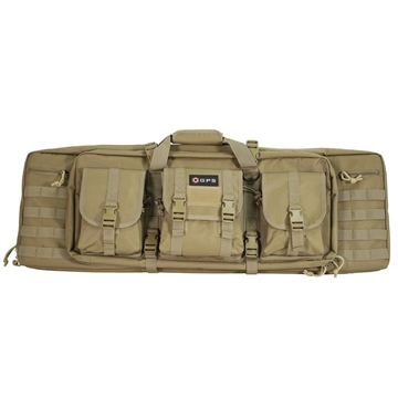 Picture of GPS Bags Double Rifle Case 36" Flat Dark Earth 600D Polyester w/ 2 Padded Pistol Sleeves MOLLE Webbing & Lockable Zippers DRC36FDE