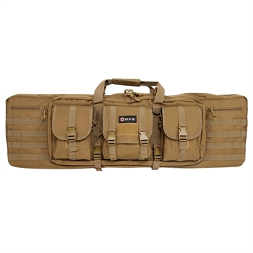 Picture of GPS Bags Double Rifle Case Flat Dark Earth 600D Polyester w/ 2 Padded Pistol Sleeves MOLLE Webbing & Lockable Zippers DRC42FDE
