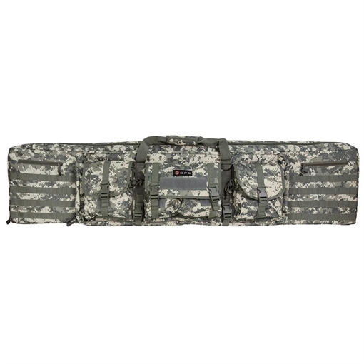 Picture of GPS Bags Double Rifle Case A-TACS AU 600D Polyester w/ 2 Padded Pistol Sleeves MOLLE Webbing & Lockable Zippers DRC55ACU