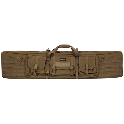 Picture of GPS Bags Double Rifle Case Flat Dark Earth 600D Polyester w/ 2 Padded Pistol Sleeves MOLLE Webbing & Lockable Zippers DRC55FDE