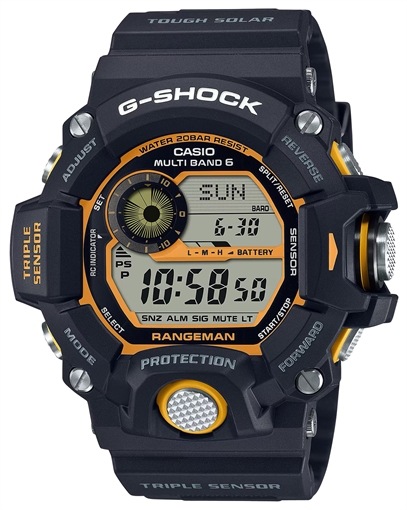Picture of G-shock/vlc Distribution G-Shock Tactical Rangeman Keep Time Black/Yellow Size 145-215mm Features Digital Compass GW9400Y1