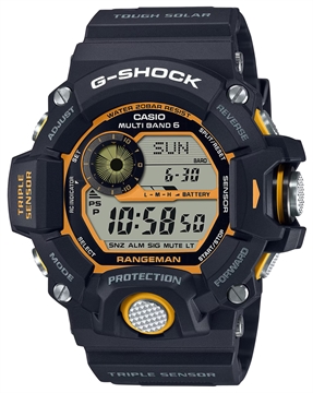 Picture of G-shock/vlc Distribution G-Shock Tactical Rangeman Keep Time Black/Yellow Size 145-215mm Features Digital Compass GW9400Y1