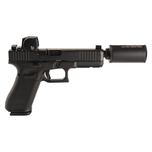Picture of G17 V Hush Puppy Kit 9mm 17rd Magazine (3) slide lock Vortex Defender Enclosed  Black  Threaded 4.98" Barrel w/HUSH Puppy Suppressor PV1750203HUSHBLK
