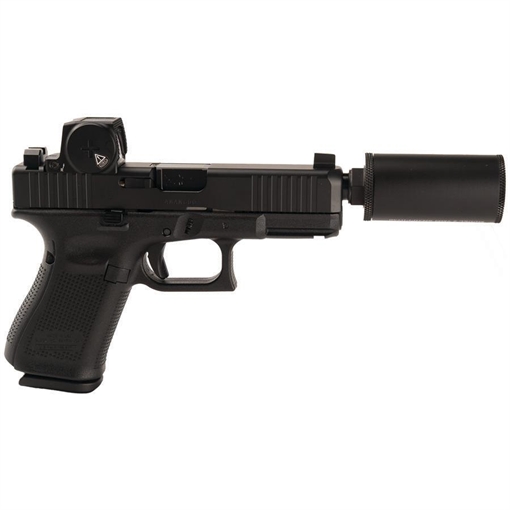 Picture of G19 V Hush Puppy 9mm 15rd Magazine (3) Slide Lock Vortex Defender Enclosed Black Threaded 4.52" Barrel w/HUSH Puppy Suppressor UV1950203HUSHBLK