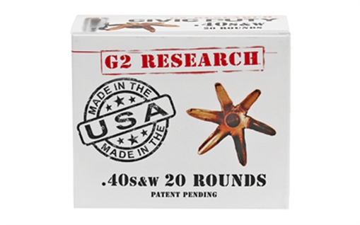 Picture of G2 Research Civic Duty, 40S&W, 122 Grain, Lead Free, 20 Round Box, California Certified Nonlead Ammunition G00620 851412006209