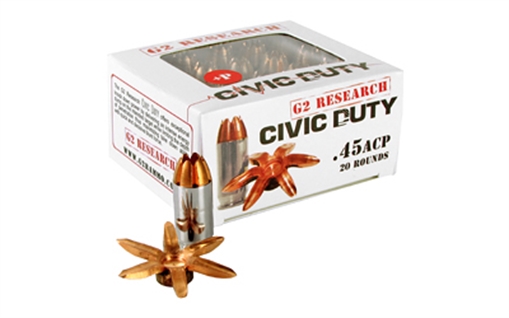 Picture of G2 Research Civic Duty, 45ACP, 164 Grain, Lead Free, 20 Round Box, California Certified Nonlead Ammunition G00617