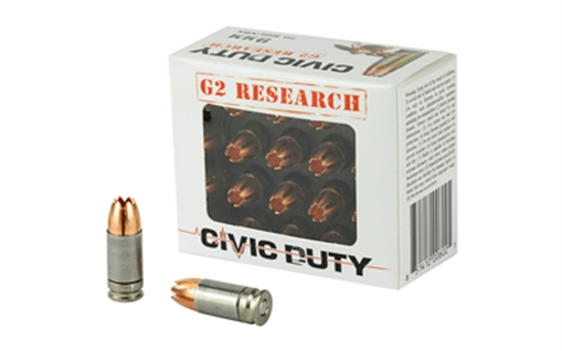 Picture of G2 Research Civic Duty, 9MM, 94 Grain, Lead Free, 20 Round Box, California Certified Nonlead Ammunition G00602