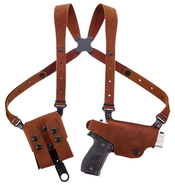 Picture of Galco Classic Lite 2.0 Shoulder System Shoulder Size Fits Chest Up To 56" Natural Leather Fits Glock 43 Right Hand CL2800R