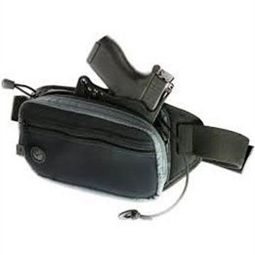 Picture of Galco Fastrax PAC Waistpack Size Sub-Compact Black/Gray Neoprene Compatible w/Diamondback DB/S&W M&P Shield Plus/Glock 26 Gen3-5 Belt Up to 50" Wide Ambidextrous FTPGBS