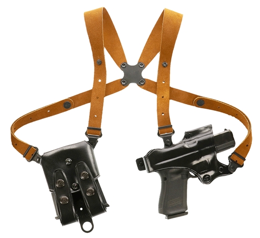 Picture of Galco Jackass Rig Shoulder System Shoulder Size Fits Chest Up To 56" Black Leather Harness Fits 1911 Right Hand JR212B