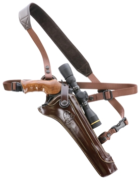 Picture of Galco Kodiak Hunter Chest Holster Havana Brown Leather Shoulder/Torso Strap Fits S&W N Frame Fits Ruger Blackhawk 7.50" Right Hand KH130H