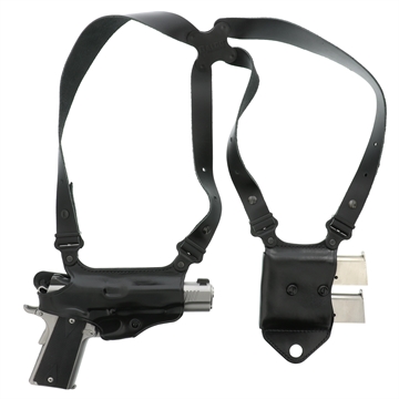 Picture of Galco Miami Classic II Shoulder System Size Fits Chest Up To 56" Black Leather Harness Fits 1911 Fits 3.50" Barrel Right Hand MCII212B