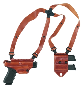 Picture of Galco Miami Classic II Shoulder System Size Fits Chest Up To 56" Tan Leather Compatible w/Glock 17 Gen1-5/19 Gen1-5/22 Gen2-5 Right Hand MCII224
