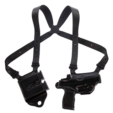 Picture of Galco Miami Classic II Shoulder System Size Fits Chest Up To 56" Black Leather Compatible w/Glock 17 Gen1-5/19 Gen1-5/22 Gen2-5 Right Hand MCII224B