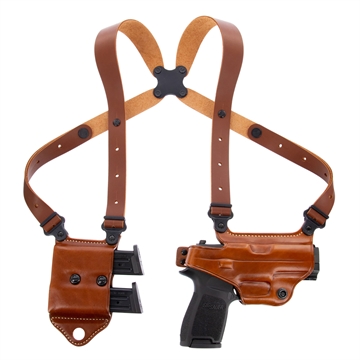 Picture of Galco Miami Classic II Shoulder System Size Fits Chest Up To 56" Tan Leather Harness Fits Sig P229 Fits Sig P226 Fits Sig P228 Right Hand MCII250