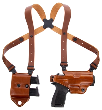 Picture of Galco Miami Classic II Shoulder System Size Fits Chest Up To 56" Tan Leather Compatible w/S&W M&P Shield/Glock 43/43X Right Hand MCII652