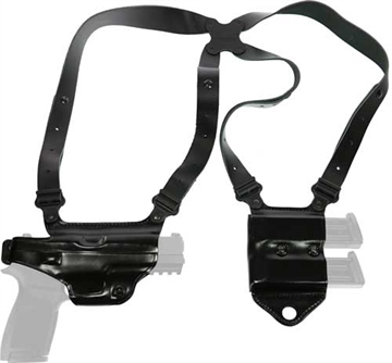 Picture of Galco Miami Classic II Shoulder System Size Fits Chest Up To 56" Black Leather Harness Compatible w/S&W M&P Shield/Glock 43/43X Right Hand MCII652B