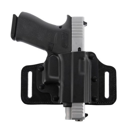 Picture of Galco TacSlide OWB Black Kydex/Leather Compatible w/ Glock 17 Gen1-5/19 Gen1-5/22 Gen2-5 Belt Slide Mount Right Hand TS224B