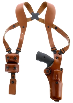 Picture of Galco VHS 4.0 Shoulder System Vertical Ambidextrous, Size Fits Chest Up To 56", Tan Leather, Fits L Frame S&W Model 686 (4" Barrel) VHS4104