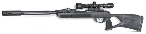 Picture of Gamo Swarm Fusion 10X Gen 3 Gas Piston 22 10rd Shot Black Black Fluted Steel Barrel Black Receiver Black All Weather Lightweight Thumbhole Stock Scope 3-9x40mm 611006335554