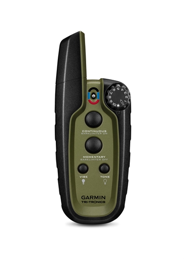 Picture of Garmin Sport Pro Handheld Green w/BarkLimiter, LED Beacon Lights, 1-Hand Operation, Water-Resistant Rechargeable Li-ion Up to 3 Dogs .75 Mile Range 0100120550