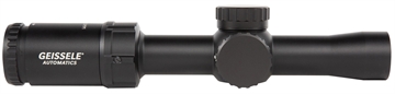 Picture of Geissele Automatics Super Precision Black Anodized Black 1-6x26mm 30mm Tube Illuminated DMRR-1 Reticle 08192B