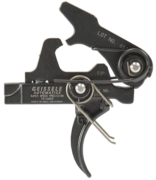Picture of Geissele Automatics SSP Single-Stage Curved Trigger with 3-3.75 lbs Draw Weight & Black Oxide Finish for AR-Platform 05400