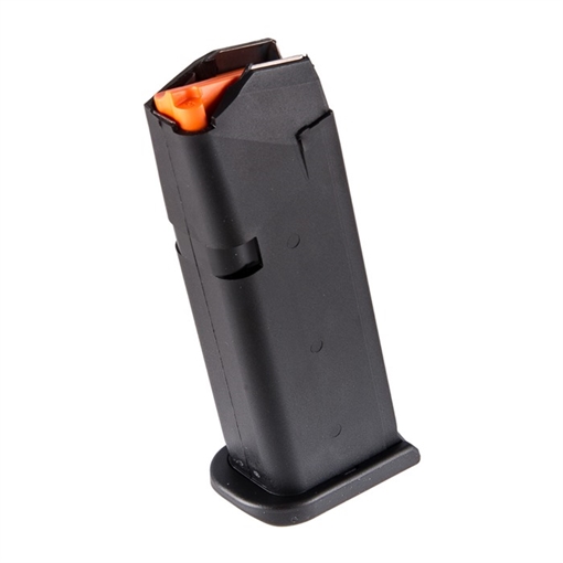 Picture of GLOCK OEM Magazine, 9MM, 15 Rounds, For GLOCK 19, Cardboard Style Packaging, Orange Follower, Gen5, Black 33812