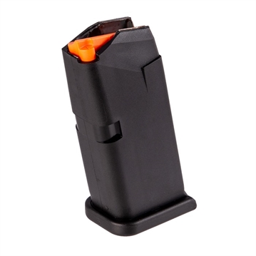 Picture of GLOCK OEM Magazine, 9MM, 10 Rounds, For GLOCK 26, Cardboard Style Packaging, Polymer, Black, Orange Follower, Gen5 33377