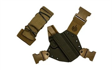 Picture of GunfightersINC Kenai Chest Holster, Kydex Shell, Nylon Harness, Fits 5" 1911 Government Models with Rail, Gray Shell, Coyote Brown Harness, Right Hand KN-1911GR-040221