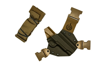 Picture of GunfightersINC Kenai Chest Holster, Kydex Shell, Nylon Harness, Fits 5" 1911 Government Models (No Rail), Gray Shell, Coyote Brown Harness, Right Hand KN-1911G-040221