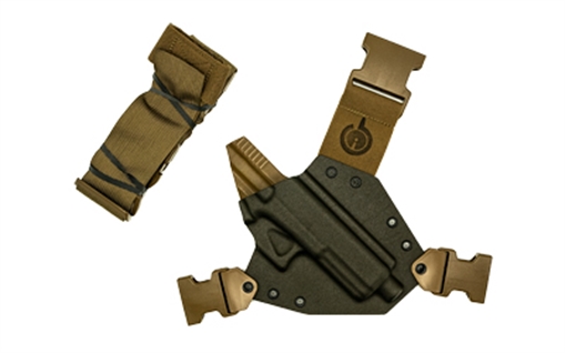 Picture of GunfightersINC Kenai Chest Holster, Kydex Shell, Nylon Harness, For Gen 5 Glock 20/21, Gray Shell, Coyote Brown Harness, Right Hand KN-G20-GEN5-040221