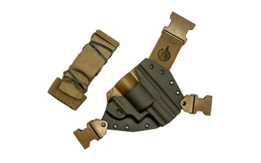 Picture of GunfightersINC Kenai Chest Holster, Kydex Shell, Nylon Harness, Fits Ruger Redhawk/Super Redhawk, Gray Shell, Coyote Brown Harness, Right Hand KN-REDHK-040221
