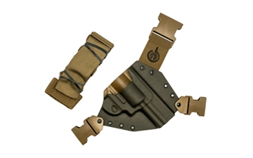 Picture of GunfightersINC Kenai Chest Holster, Kydex Shell, Nylon Harness, Fits Smith & Wesson L-Frame Revolver, Gray Shell, Coyote Brown Harness, Right Hand KN-SWL-040221