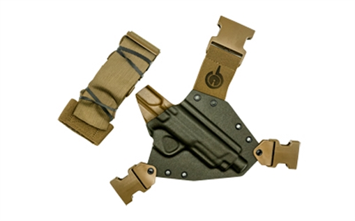 Picture of GunfightersINC Kenai Chest Holster, Kydex Shell, Nylon Harness, Fits Smith & Wesson M&P 45/10MM, Gray Shell, Coyote Brown Harness, Right Hand KN-MP4510-040221