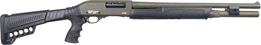 Picture of Gforce Arms GF2P 12 Gauge Pump 3" Chamber 7+1 20" Fixed Cylinder Bore, OD Green Barrel/Rec, Black Furniture, 5rd Shell Carrier Stock, Rubber Pistol Grip, Blade Sight, 3rd Shell Holder on Rec GF2P12