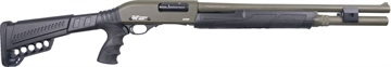 Picture of Gforce Arms GF2P 12 Gauge Pump 3" Chamber 7+1 20" Fixed Cylinder Bore, OD Green Barrel/Rec, Black Furniture, 5rd Shell Carrier Stock, Rubber Pistol Grip, Blade Sight, 3rd Shell Holder on Rec GF2P12