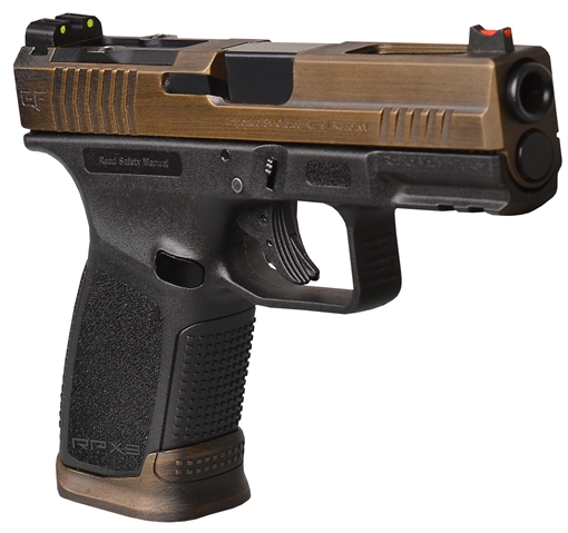 Picture of Gforce Arms Exodus 9mm Luger 15+1 4.02" Black Steel Barrel, Bronze Cerakote Serrated Steel Slide, Black Cerakote Polymer Frame w/Accessory Rail, Black Textured Grip GFRPX3C9BT