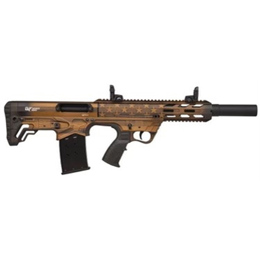 Picture of Gforce Arms GFY-1 12 Gauge Semi-Auto 3" 5+1 18.50" Black Threaded Barrel, American Flag Burnt Bronze Aluminum Receiver, Picatinny Rail Bronze Bullpup Polymer Stock, Polymer Grip GFY1USBNZ