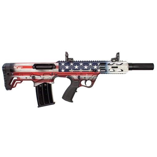 Picture of Gforce Arms GFY-1 USA 12 Gauge Semi-Auto 3" 5+1 18.50" Black Threaded Barrel, American Flag Aluminum Receiver w/Picatinny Rail, American Flag Bullpup Polymer Stock, Black Polymer Grip GFY1USA
