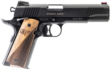 Picture of Gforce Arms Chronicle 1911 9mm Luger 9+1 5" Stainless Steel Barrel, Black Serrated Steel Slide, Black Cerakote Aluminum Frame, Turkish Walnut Grip GF199BW