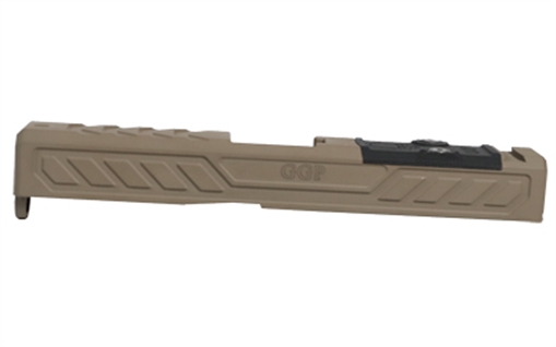 Picture of Grey Ghost Precision GGP-19 Stripped Slide, Version 6, Trijicon RMR/Leupold DPP Optic Cut, Cerakote Finish, Flat Dark Earth, Fits Glock 19 Gen 3 GGP-19-3-OC-FDE-V6