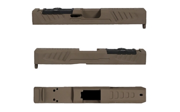 Picture of Grey Ghost Precision GGP-19 Stripped Slide, Version 5, Trijicon RMR/Leupold DPP Optic Cut, Cerakote Finish, Flat Dark Earth, Fits Glock 19 Gen 5 GGP-19-5-OC-FDE-V5