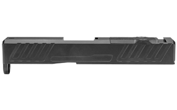 Picture of Grey Ghost Precision Stripped Slide, Fits Glock 43/43X, Version 1, Optic Cutout Compatible With Shield RMS-C With Correct Length Screws Included, No Mounting Plate Needed, Cover Plate Included, Version 1 Slide Pattern, DLC Finish, Black GGP-SPG43-V1-BLK