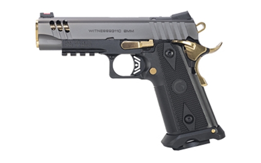 Picture of Girsan Witness 2311 Negotiator, Single Action, Semi-automatic, 9MM, 4.36" Barrel, Titanium Nitride Finish Slide, Black Polymer Frame, RMS/RMSC Footprint Slide, Ambidextrous, 17 Rounds, 1 Magazine 395039
